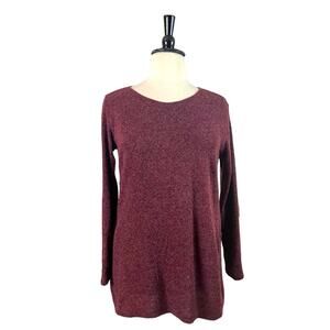 SJS Sweater Tunic Scoop Neck Marled Burgundy Women’s Size XL